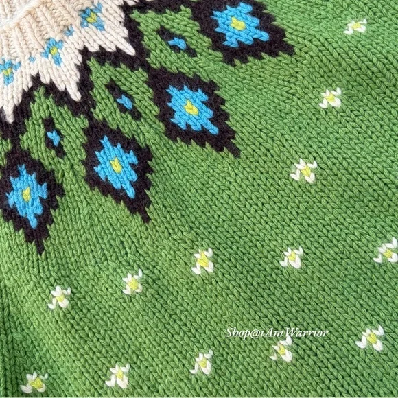 J.Crew vintage apple green Nordic fair isle handknit sweater *shop@iamwarrior - Picture 9 of 11